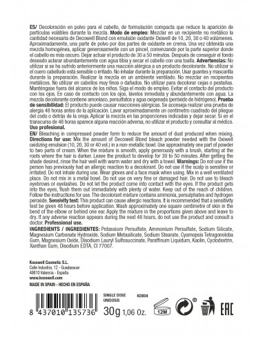 Decoloracion En Sobre Azul KOSSWELL...